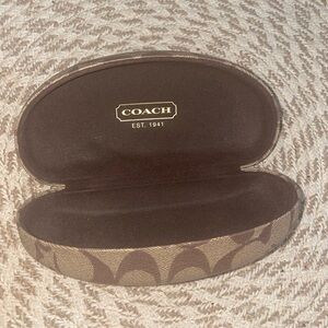 COACH Signature Monogram Brown Hard Clamshell Sunglasses Eye Glasses Case